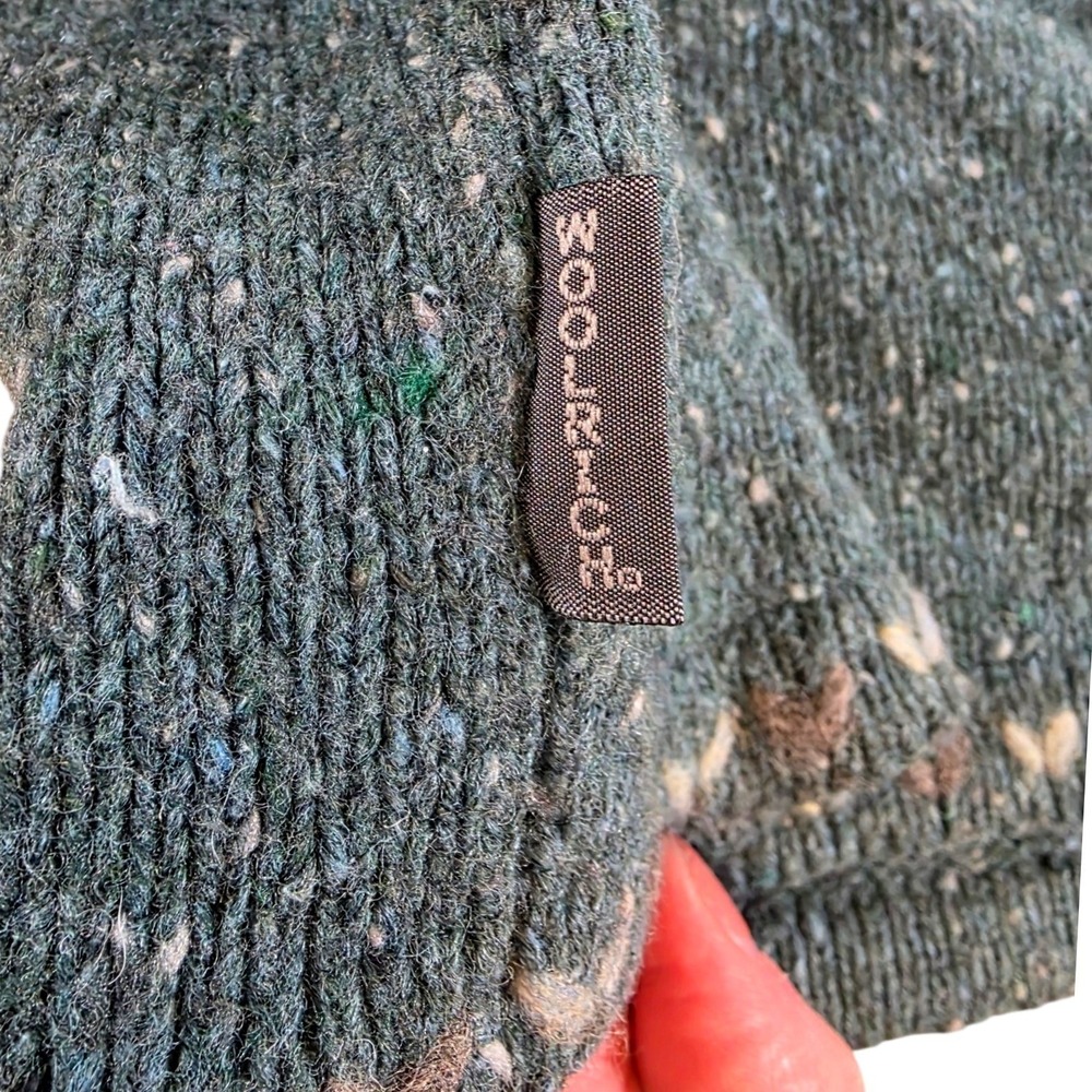 Vintage Woolrich Womens Teal Marled Wool Blend Quarter Zip Sweater Size M 9101 - Picture 4 of 10